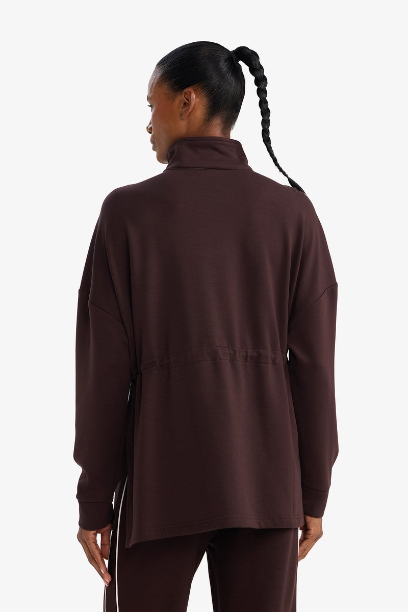 DeFacto Brown Woman DeFactoFit Long Fit Modal Sports Sweatshirt Casual - Image 5